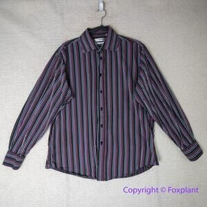 Ungaro Homme dress button up stripes shirt 100% cotton, men size L‎